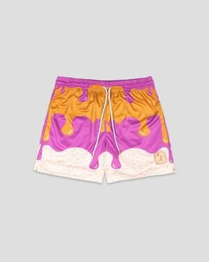 NEW BASEBALLISM girls youth pb & jammed diamond air mesh shorts in orange